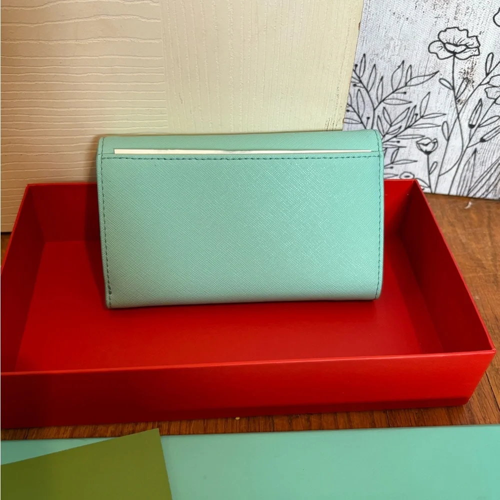 kate spade mint green scallop flap wallet